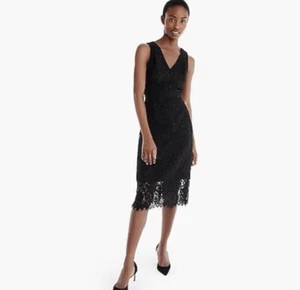 NEW J Crew V Neck Lace Sheath Dress Black Size Sz 4 - Picture 1 of 5