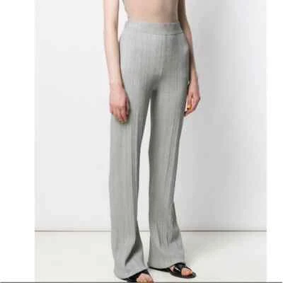 Pantalón Pantalón Derek Lam Crosby 10 Rasia Plateado Metálico Acampanado Tejido Cintura Alta XS Foto 1 de 4