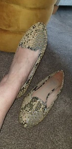 Jeffrey Campbell Studded Pumps Uk 5 Snakeskin Print Gold Studs - Picture 1 of 7