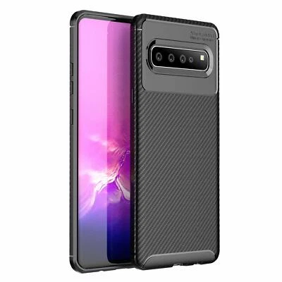 Hülle für Samsung Galaxy S10 5G Schutzhülle Silikon Case Schwarz Carbon Optik