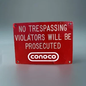Autentica insegna in latta vintage CONOCO senza trasgressioni 14x9,5” memorabilia petrolio e gas - Foto 1 di 20