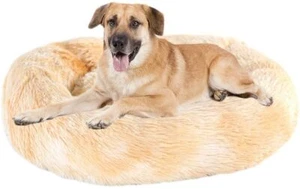 Calming Bed for Dogs Cats - Faux Fur Donut Cuddler Dog Beds - Large 39.2inch - Picture 1 of 3