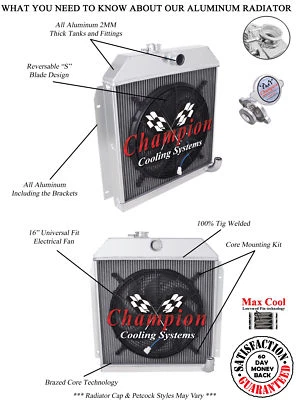 ER Champion 2 Row Radiator W/ 16" Fan for 1949 - 1952 Chrysler Town & Country - Image 1 of 4