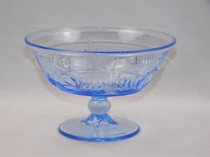 Vtg PADEN CITY Maya Blue Glass Footed Bowl Compote Dish 4.25" Tall - Picture 1 of 6