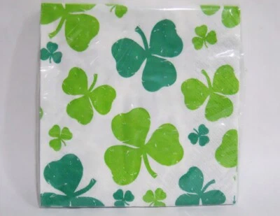 ST. PATRICKS DAY Lucky Shamrock Irish Party Choose: DINNER or BEVERAGE NAPKINS - Image 1 of 4