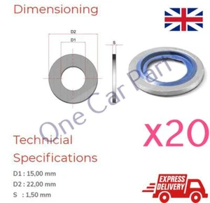 20 x M14 Metric Washers Bonded Seal Sealing O-Ring - Auto, Pneumatic, Hydraulic - Picture 1 of 3