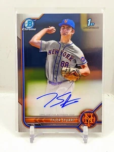 2022 Bowman Chrome 1st Tyler Stuart Base Auto Mets HOT ROOKIE RC Autograph C6 - Picture 1 of 2