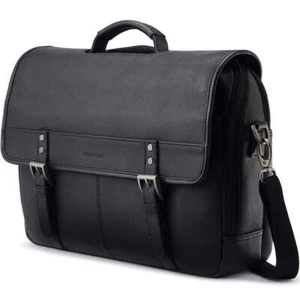 Samsonite Classic Leather 15.6" Laptop Flapover Briefcase Black 26040 - Picture 1 of 7
