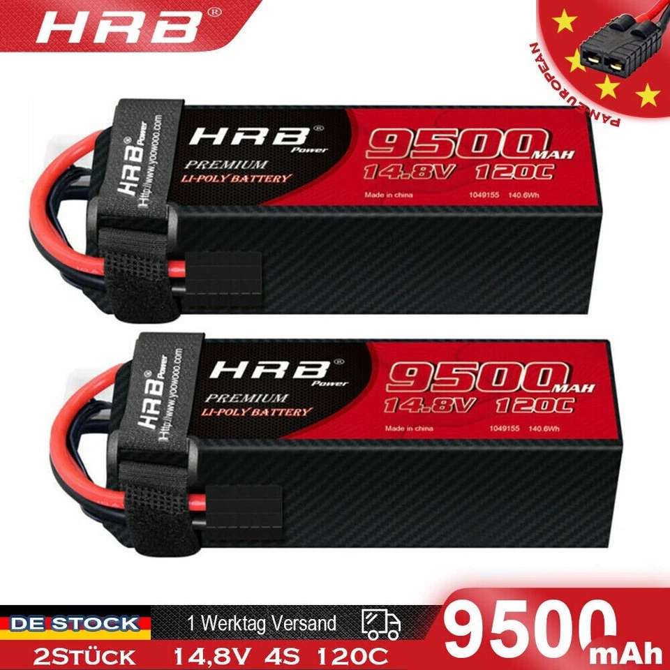 2Stück 14,8V 9500mAh 4S 120C Lipo Batterie für RC Traxxas X-maxx XRT Auto LKW - Bild 1 von 4