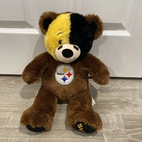 Vintage Build A Bear Teddy Pittsburgh Steelers NFL Football Black & Gold Cover
