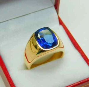 Natural Sapphire Gemstone With 925 Sterling Silver Very Stylish Men's Ring - Picture 1 of 4
