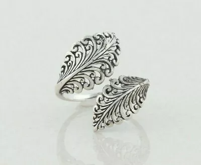 Sterling Silver Bypass Feather Ring Size 9 1/4 Adjustable - Image 1 of 4