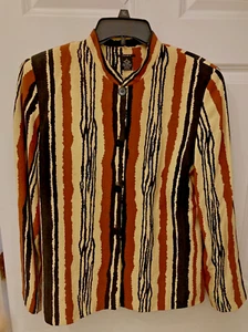 Sandra Yellow Striped Linen & Silk Blend Blazer Jacket Mandarin Collar Size L - Picture 1 of 4