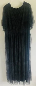 Black w White Polka Dots Mesh Maxi Dress 3X Charlotte Woman Peasant Skirt - Picture 1 of 12