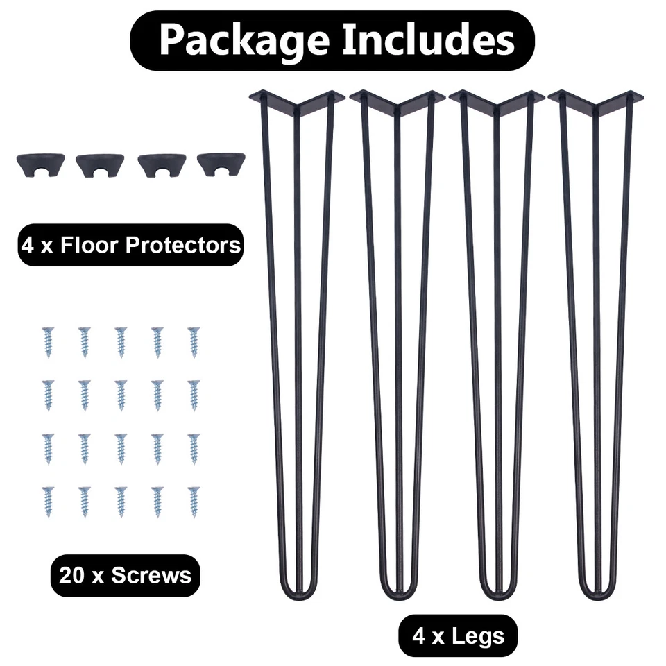 Juego de 4 patas de horquilla de metal para mesa de centro de 6"" 16"" 28"" barra de hierro macizo negro EE. UU. Foto 1 de 4