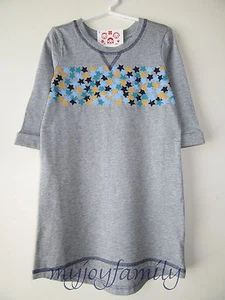 HANNA ANDERSSON Starry Screenprint Sweatshirt Hi-low Dress Grey Stars 140 10 NWT - Picture 1 of 3