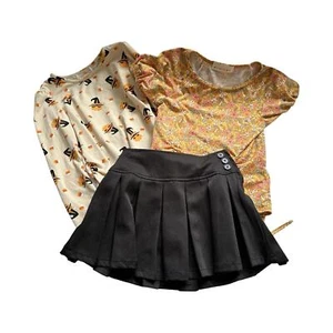 Kids Girls' 3pc Halloween/Fall T-Shirt & Black Pleated Skirt,Top&Bottom Set - 5y - Picture 1 of 9