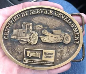 WYOMING Machinery Company CAT CATERPILAR Dealer Brass Belt Buckle - Picture 1 of 5