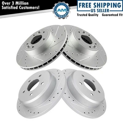 Drilled Brake Rotor Set Fits 98-02 Ford Crown Victoria Town Car Grand Marquis - Image 1 of 4