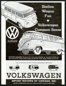 VW Bus Pickup Truck Kombi 1958 panel entrega arte Volkswagen escaso anuncio impreso de colección - Imagen 1 de 7