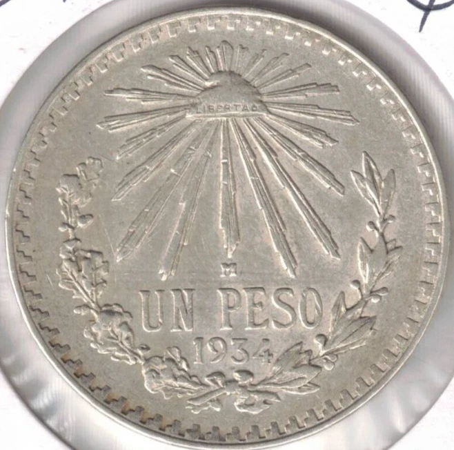 1934 Mexico Circulated Silver One Peso Coin! - Image 1 of 2