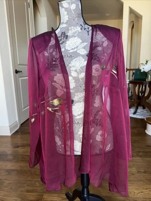 S.L. Plumero Kimono Hoja Moda. Borgoña con detalles dorados. Talla única Foto 1 de 4