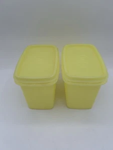 Tupperware Yellow Shelf Saver Storage Containers 1243-4 Set of 2 With Lids - Picture 1 of 7