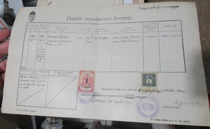 1908 Certificato di morte Andor Dávid Ungheria Budapest con francobolli delle entrate - Foto 1 di 7
