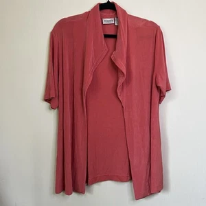 Chico's Travelers Cardigan Jacket Women's Size 1 Coral Swing Open 3/4 Sleeve - Picture 1 of 3