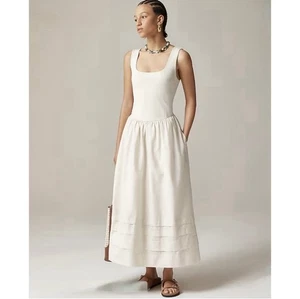 NUEVO CON ETIQUETAS J. Vestido Mixy Crew XS Cintura Caída Crema Natural - Imagen 1 de 5