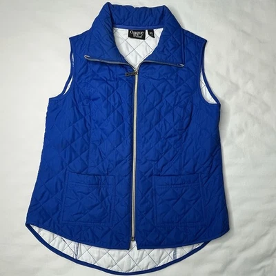 Chaleco Acolchado Onque Informal Para Mujer Cremallera Completa Azul Real Bolsillos Talla Pequeña’s Foto 1 de 4