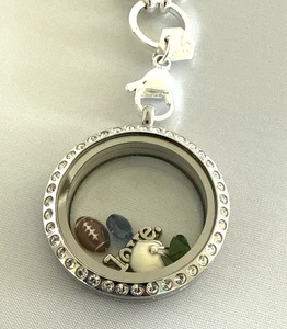 Origami Eule Silber großes Drehverschluss Medaillon, Charms & Kette Set - Bild 1 von 5