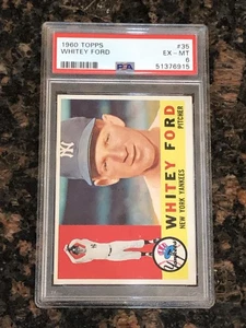 1960 Topps Whitey Ford New York Yankees #35 Baseball Card PSA 6 - Picture 1 of 2