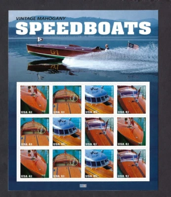US Scott# 4163 2007 41c Booklet Pane of 12 Speedboats P1111 LL MNH VF - Image 1 of 2