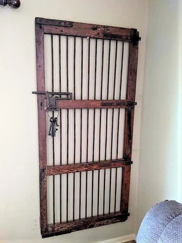 Circa 1870 Orig Salvaged Jail House Cell Door, Lock & Key ~  LOCAL PICKUP ONLY Cover