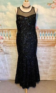 Dress 16 XL Black Sequin Ballgown Gatsby Modern Fishtail Evening Sparkly Prom - Picture 1 of 7
