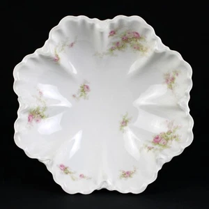 Haviland Limoges Schleiger 456 Pink Roses Footed Salad Serving Bowl, 9 1/2" - Picture 1 of 7