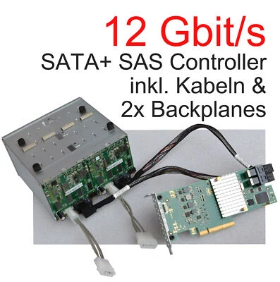 12Gb/S PCIe x8 SAS SATA RAID Controller A3C40174126 SFF-8643 2x BACKPLANES V144 - Bild 1 von 4