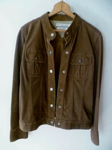 Tommy Hilfiger Women Rider Corduroy Logo Silver Snaps Button Jackets Brown SZ L  - Picture 1 of 8