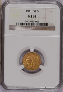 1911 Gold Indian $2.5 NGC MS62 Quarter Eagle Scarcer Date. Free shipping. - Picture 1 of 2