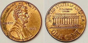 2007 Lincoln Memorial One Cent Circulated Error Coin - Picture 1 of 11