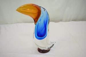 Vintage MCM Murano Art Glass Toucan Bird Sculpture Figurine Blue Gift - Picture 1 of 14
