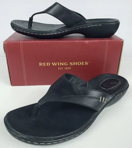 Zapatos Red Wing Para Mujer Sandalias Tanga Cuero Negro Cass 4025 Talla 8.5M EXCELENTES - Imagen 1 de 10