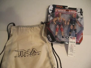 SIGNED 2012 NEW SEALED TNA Wrestle Cross the Line Angle+Anderson Figures/Tik/Bag - Picture 1 of 19