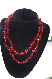 Natural Carnelian Chips Cluster Statement Long Necklace 35 Inches - Picture 1 of 20