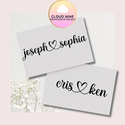 Custom Name Decal Two Name Sticker Lettering Engagement Wedding Anniversary - Image 1 of 4