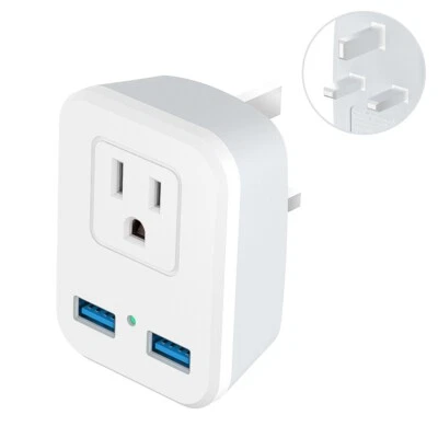 国际旅行插头带2个USB,英国爱尔兰香港电源适配器 — 第 1/4 张图片