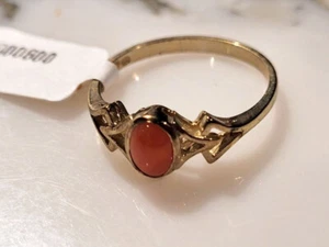 Vintage Korallenring Art Deco Jugendstil Durchbruchfassg Gold 333 NEU Ringgr 58 - Bild 1 von 4