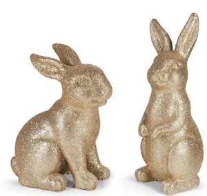 Golden Powder Polyresin Bunny Easter Decor, - Picture 1 of 2