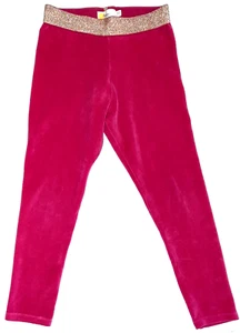 Boden Girls 9-10Y Pink Velour Gold Shimmer Elastic Waist Pullon Leggings - Picture 1 of 7